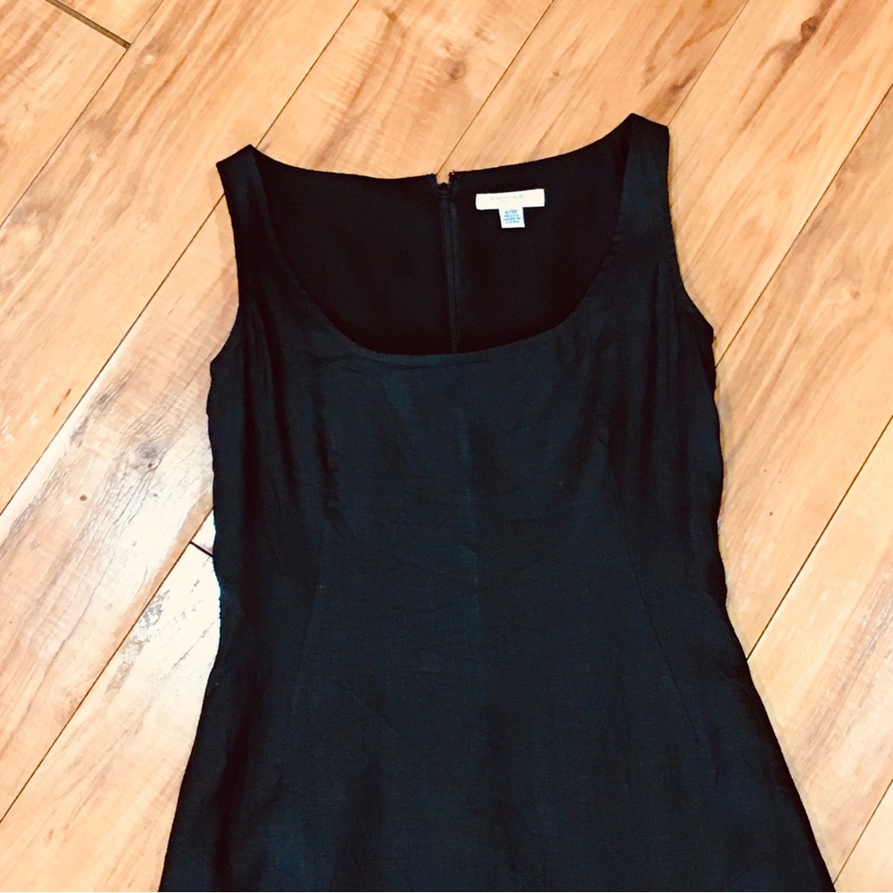 Emanuel Ungaro luxury linen lined black dress workwear career cocktail 4 small